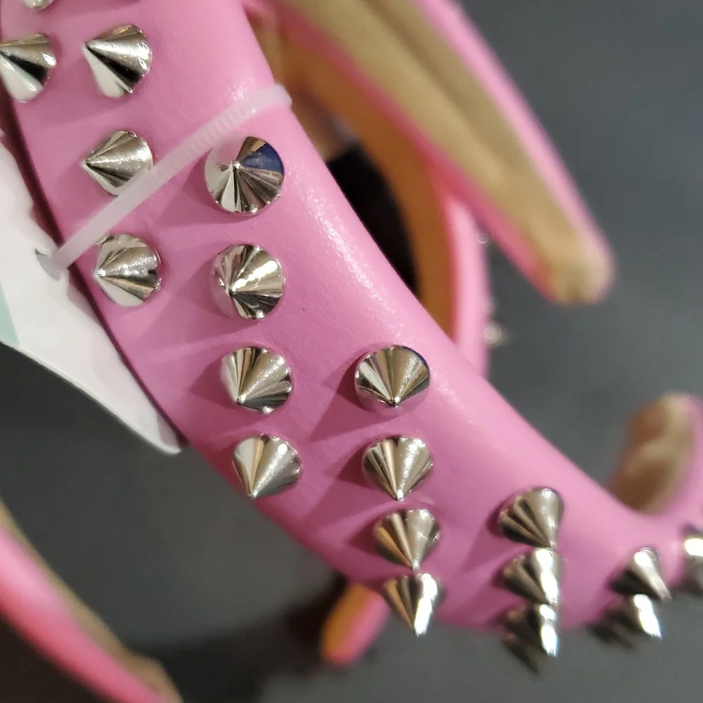 Pink silver studded girly punk goth style‎ pleather headbands 2pack new